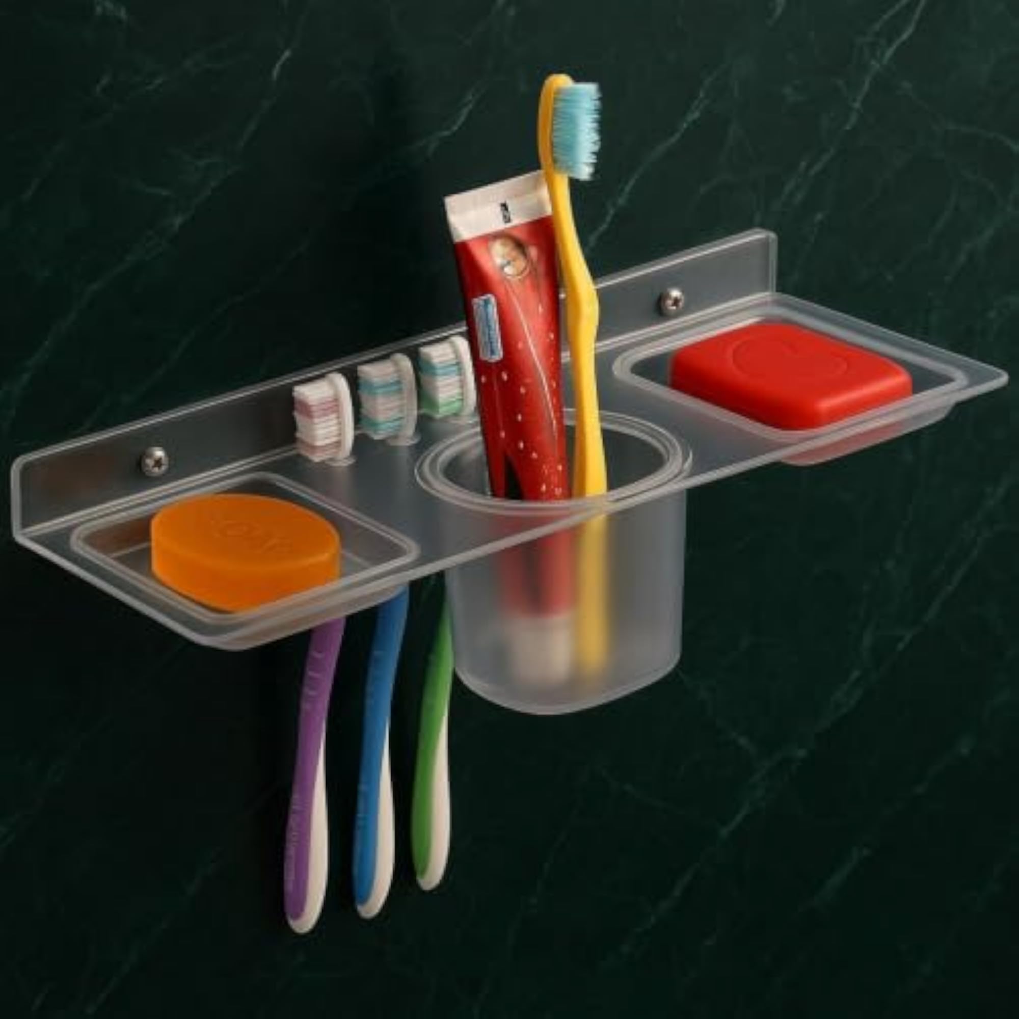 4 in 1 Multipurpose Bathroom Shelf, Soap Dish, Toothbrush Holder